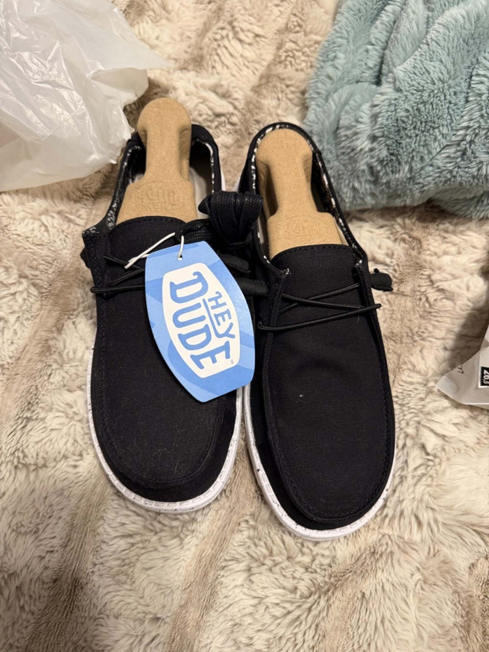 Hey Dude Black Canvas Slip-On Casual Shoes with White Speckled Soles